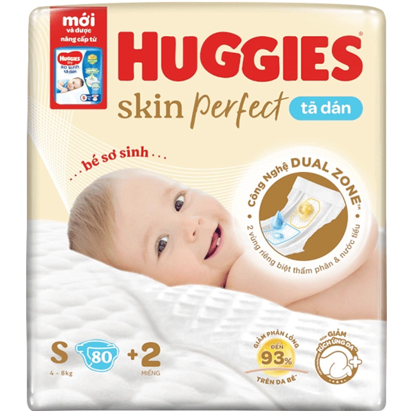 Tã dán Huggies size S 80 +2 miếng, cho trẻ 4-8kg